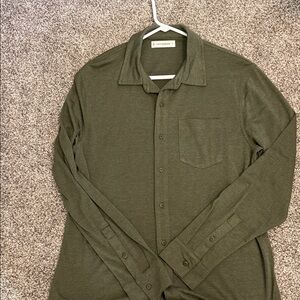Lucky Brand Olive Green Long-Sleeve Knit Button Shirt